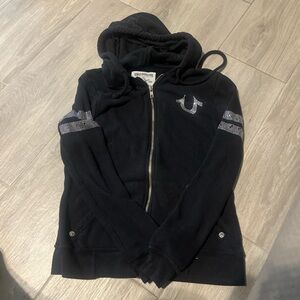 True Religion Black Zip-Up Hoodie